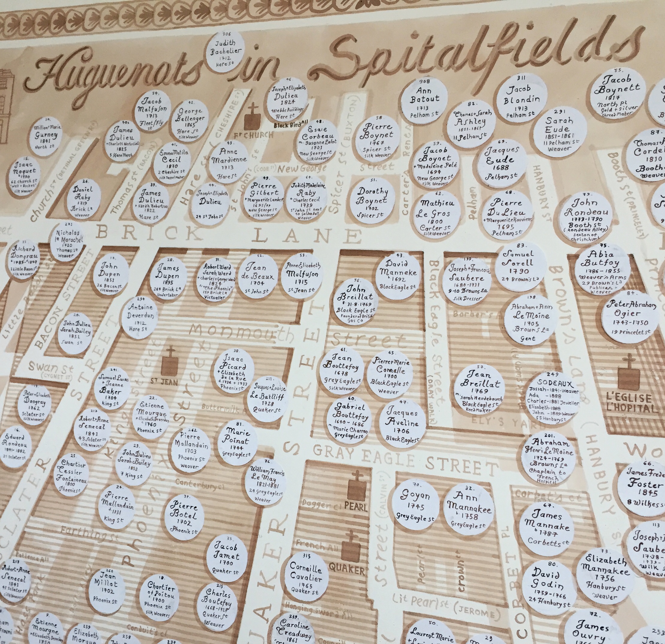 Huguenots in Spitalfields map